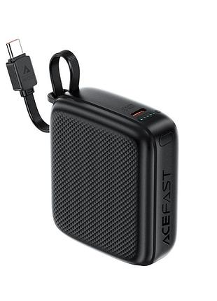 Повербанк acefast m15 10000mah с кабелем type-c быстрая зарядка 20w черный