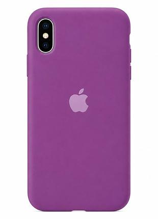 Чохол силіконовий silicone case full size для iphone x xs протиударний з мікрофіброю всередині виноградний mc-10485