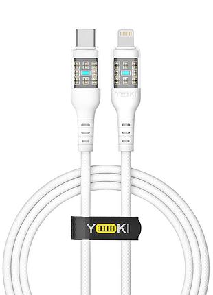 Кабель usb yoki cyber yk-cy23 type-c to lightning 30w 1.2m белый с текстурированной оплеткой