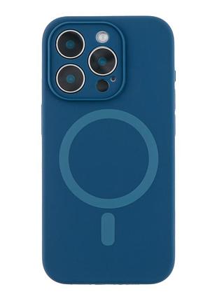 Чехол силиконовый glow silicone case с magsafe для iphone 15 pro защита камеры темно-синий mc-11761