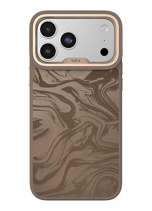 Чохол kajsa glamorous collection fluid art з magsafe для iphone 17 pro tpu мікрофібра desert gold o-ring mc-12322