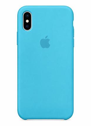 Чохол силіконовий silicone case full size для iphone x xs захисний із мікрофіброю всередині з високою якістю blue mc-10503