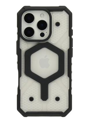 Чехол tpu+pc armorhex magnetic case для iphone 16 pro max противоударный прозрачный черный mc-11846