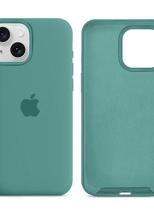 Чехол silicone case full size для iphone 15 plus силиконовый с микрофиброй защита от ударов 55.pine green mc-11302