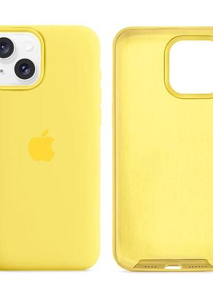 Чохол силіконовий silicone case full size для iphone 14 з мікрофіброю всередині захисний жовтий canary yellow mc-10837