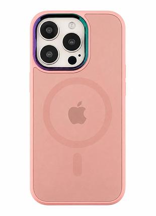 Чохол ag-glass chrome camera протиударний з magsafe для iphone 14 pro max pink sand із захистом камери mc-10838