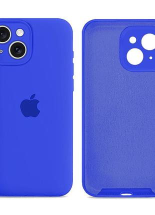 Чехол силиконовый silicone case full size с микрофиброй для iphone 15 защита от ударов и потертостей с рамкой shiny blue mc-11324