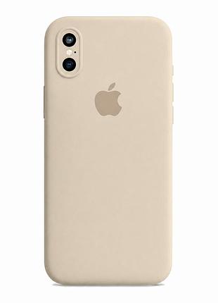 Чохол silicone case square full camera для iphone xs max із захистом камери та мікрофіброю всередині 11.antique white mc-10965