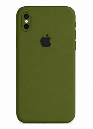 Чохол silicone case square full camera для iphone x xs силіконовий із захистом камери army green mc-10972