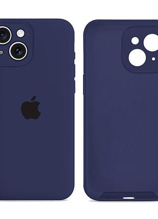 Чохол silicone case full size з мікрофіброю для iphone 15 захисний міцний синього кольору mc-11256