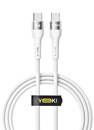 Кабель usb yoki extra yk-ex11 type-c to type-c 60w 1.2m с защитой от изломов белый