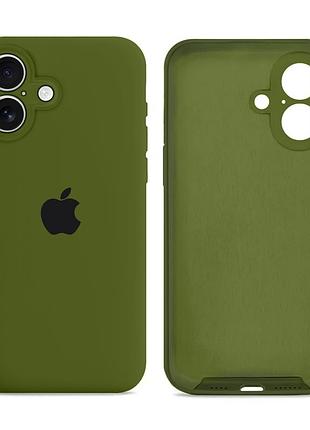 Чехол силиконовый silicone case full size с рамкой для iphone 16 защита от повреждений army green mc-11559