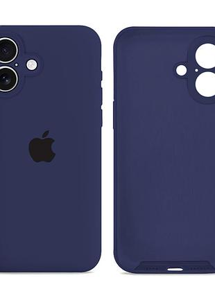 Чехол силиконовый silicone case full size с микрофиброй для iphone 16 защита от повреждений с рамкой dark blue mc-11563