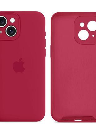 Чехол silicone case full size с микрофиброй для iphone 15 plus защита от повреждений 37.rose red mc-11308