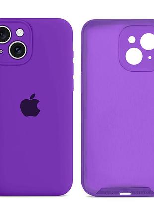 Чехол силиконовый silicone case full size с микрофиброй для iphone 14 защита от повреждений 43.grape mc-11338