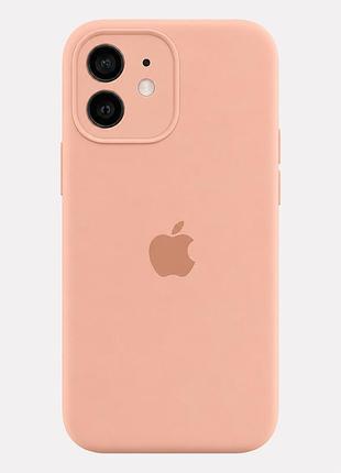 Чехол силиконовый silicone case full size с микрофиброй для iphone 12 защита от повреждений 19.pink sand mc-10632