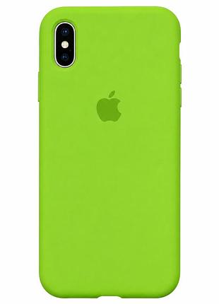 Чохол силіконовий silicone case full size для iphone x xs протиударний з мікрофіброю всередині shiny green mc-10445