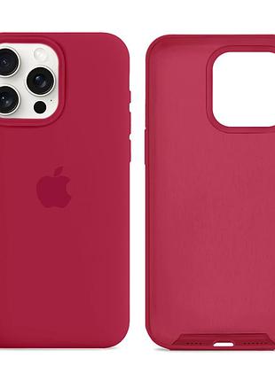 Чехол силиконовый silicone case full size для iphone 16 pro с микрофиброй внутри защита от ударов розовый red. mc-11459