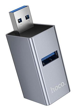 Usb hub hoco hb54 3in1 адаптер usb 3.0 2 порта usb 2.0 компактный серый