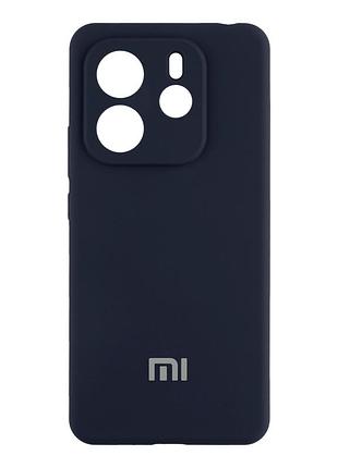 Чехол liquid silicone full camera для xiaomi redmi note 14 5g с защитой камеры и микрофиброй внутри темно-синий mc-11951