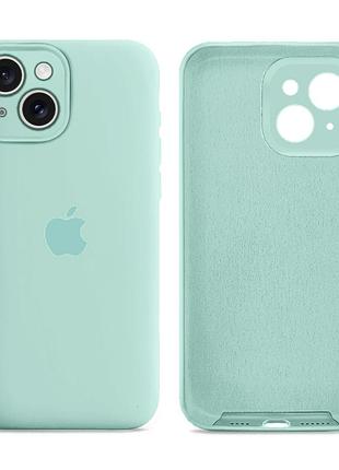 Чехол силиконовый silicone case full size с микрофиброй для iphone 15 защита от повреждений 21.sea blue mc-11964