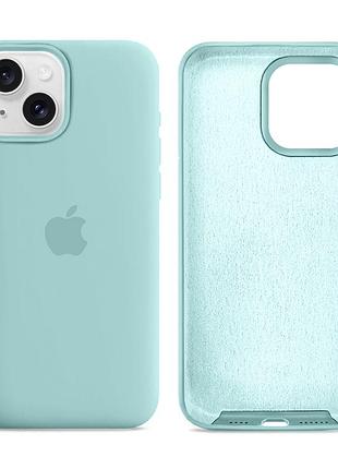 Чохол силіконовий silicone case full size для iphone 15 plus з мікрофіброю всередині захист від ударів 17.turquoise mc-11305