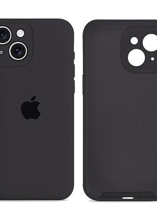 Чехол silicone case full size с микрофиброй для iphone 15 plus защитный dark grey mc-11224