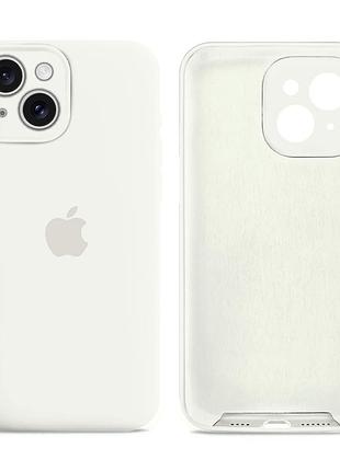 Чохол силіконовий silicone case full size з мікрофіброю для iphone 15 plus білий захисний для повсякденного використання white.
