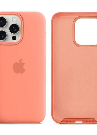 Чохол силіконовий silicone case full size для iphone 14 pro max з мікрофіброю всередині захист від потертостей 27.peach mc-11398