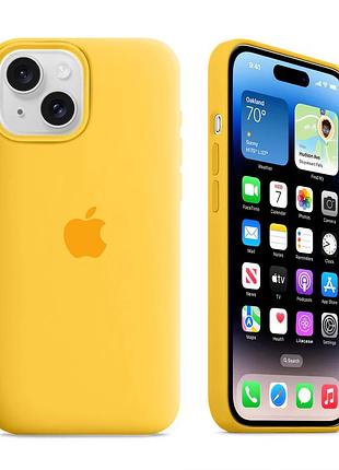 Чехол силиконовый silicone case с magsafe для iphone 14 plus противоударный с микрофиброй внутри sunglow mc-10802
