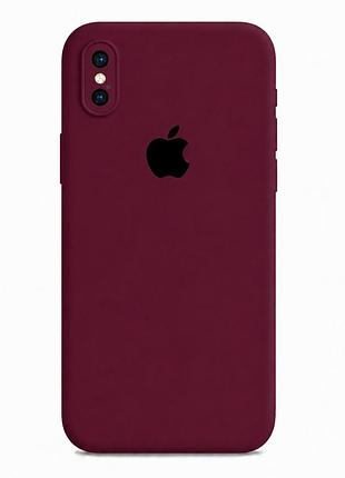 Чехол силиконовый square full camera для iphone xs max с защитой камеры и микрофиброй внутри бордовый 42.maroon mc-10955