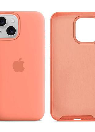Чохол силіконовий silicone case full size для iphone 14 з мікрофіброю всередині захист від ударів 27.peach mc-11401
