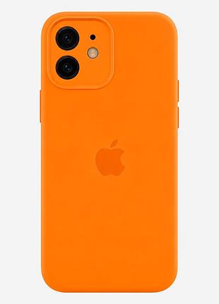 Чохол силіконовий silicone case full size з рамкою для iphone 12 захист від пошкоджень колір 49.papaya mc-10621