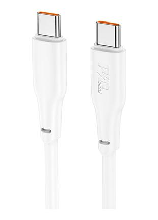 Кабель usb hoco x93 force 100w type-c to type-c белый с повышенной прочностью и защитой от спутывания.