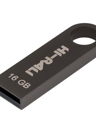 Usb флешка hi-rali shuttle 16gb металлический корпус с широким кольцом для удобства black