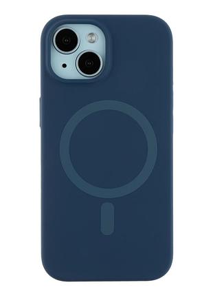 Чехол силиконовый glow silicone case с magsafe для iphone 15 защитный с микрофиброй внутри темно-синий mc-11713