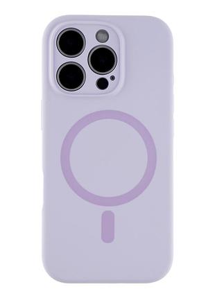 Чехол силиконовый glow silicone case с magsafe для iphone 16 pro защитный с микрофиброй внутри light purple mc-11743