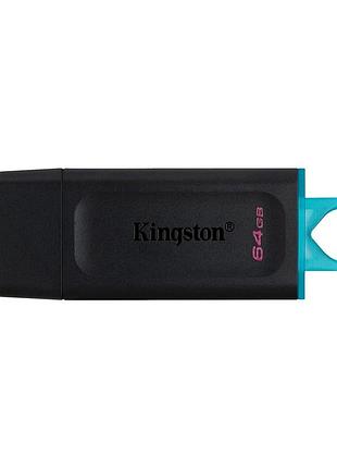 Usb флешка kingston dt exodia 64gb usb 3.2 gen 1 черный бирюзовый компактная с защитой разъема