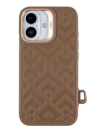 Чехол kajsa briquette collection rhombus с magsafe для iphone 17 tpu внутренней отделкой из микрофибры desert gold mc-12346