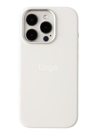 Чохол silicone case metal buttons для iphone 16 pro захисний з мікрофіброю всередині білий mc-11687