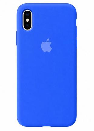 Чохол силіконовий silicone case full size для iphone x xs з мікрофіброю всередині захисний із високою якістю shiny blue