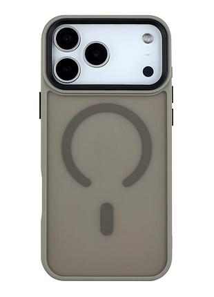 Чехол tpu+pc shadowmat с magsafe для iphone 17 pro max серый противоударный с защитой камеры grey mc-12215