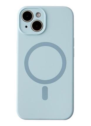 Чехол силиконовый glow silicone case с magsafe для iphone 14 защита камеры синего цвета blue mc-11766