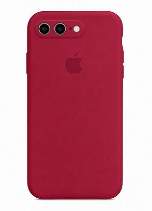 Чохол силіконовий silicone case square full camera для iphone 7 plus 8 plus захисний із мікрофіброю всередині рожевий 37.rose red