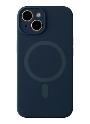 Чохол силіконовий glow silicone case з magsafe для iphone 14 захист камери еластичний темно-синій mc-11770