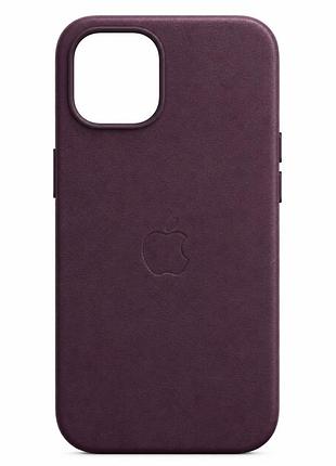 Чехол leather case с magsafe для iphone 15 защита от царапин и ударов натуральная кожа dark cherry mc-11140