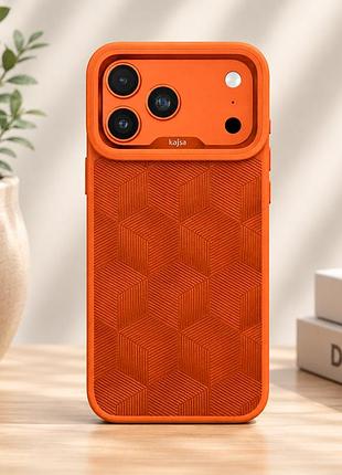 Чехол kajsa splendid collection 3d cube pattern с magsafe для iphone 17 pro max tpu orange plus o-ring mc-12416 2