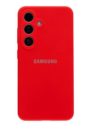Чехол liquid silicone full camera для samsung galaxy s25 5g с микрофиброй защита камеры красный 14.red mc-11822