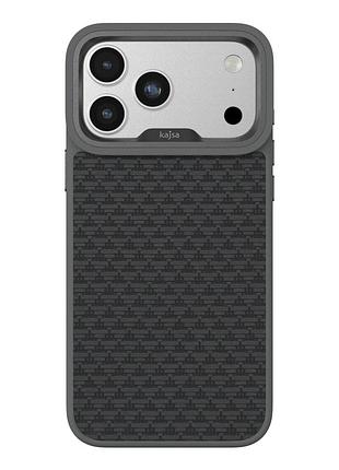 Чехол kajsa glamorous collection с magsafe для iphone 17 pro tpu защитный с узором серый o-ring mc-12423