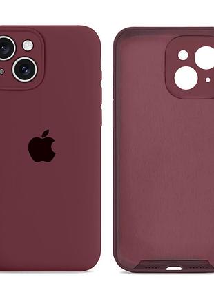 Чехол силиконовый silicone case full size с микрофиброй для iphone 15 plus защитный plum. mc-11218